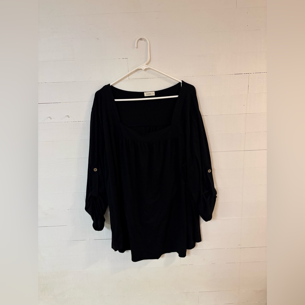 Siddhe Black Flowy Long Sleeve Top Plus Size 5XL Stretch